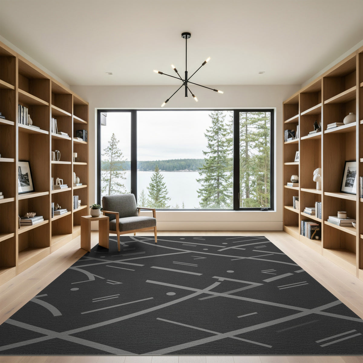 Grey Geometric Abstract No. 2 Area Rug
