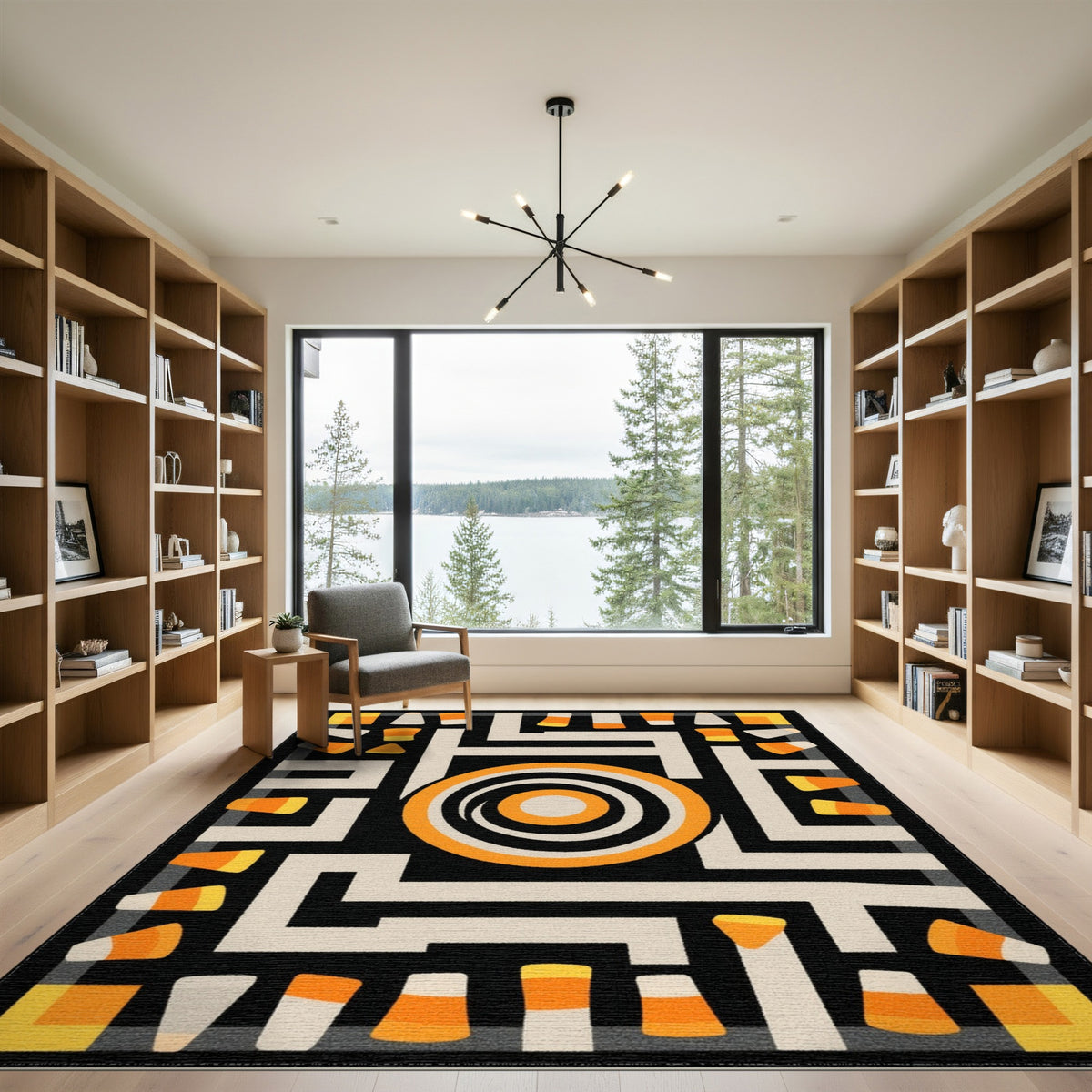 Geometric Candy Corn Maze Area Rug