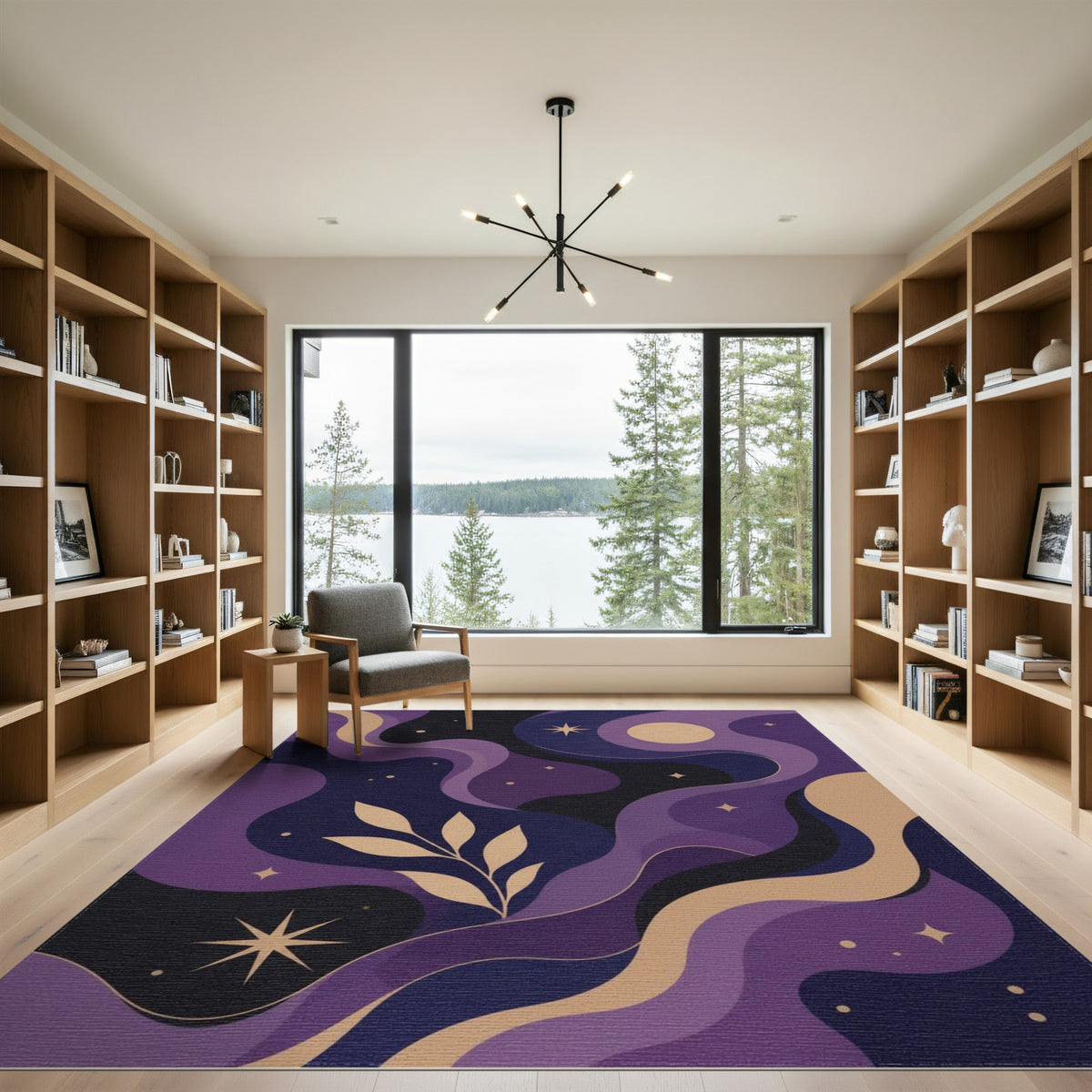 Purple Celestial Wave Area Rug