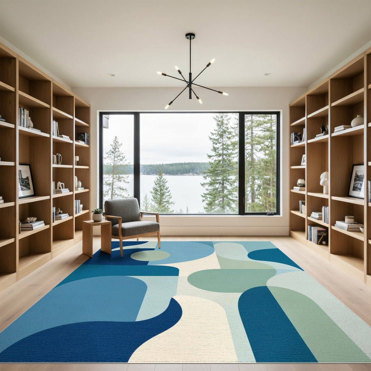 Abstract Area Blue and Teal Blue Teal Abstract Area Rug