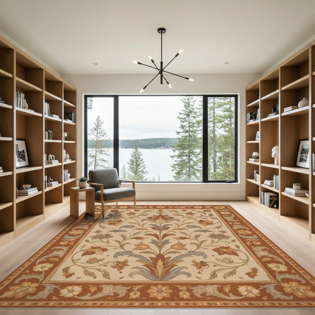 Brown Floral Vintage Area Rug