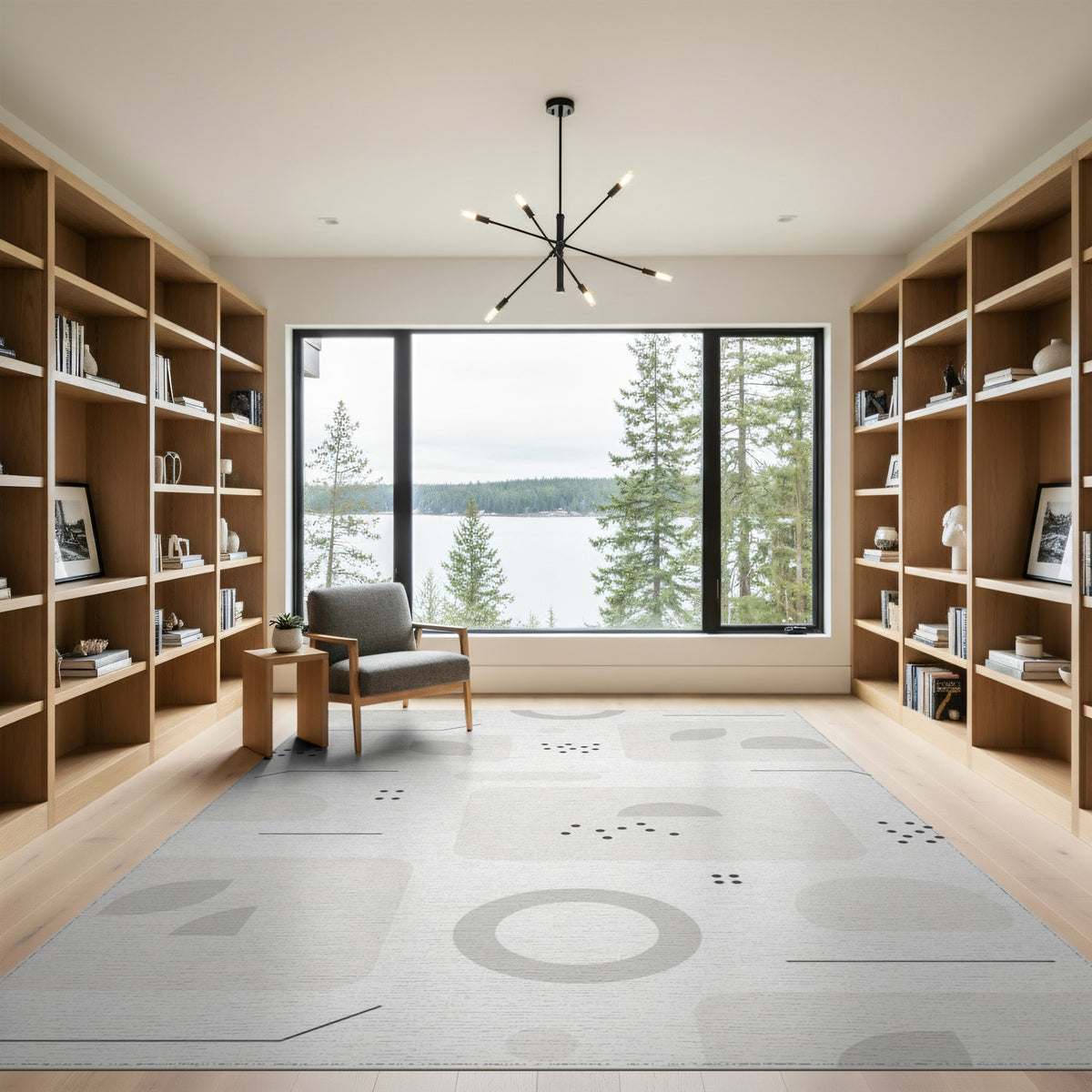 Grey Geometric Modern Area Rug