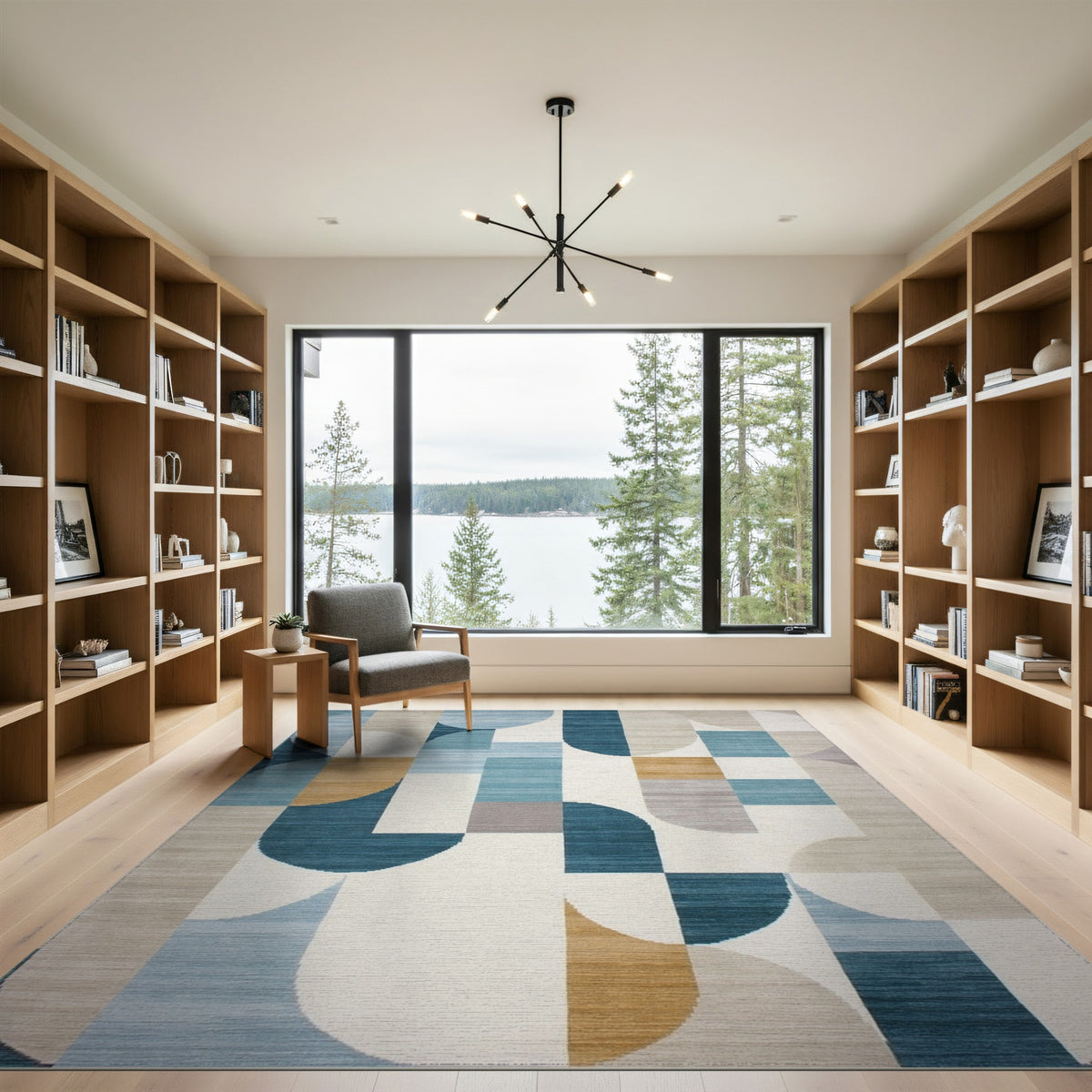 Blue Teal Geometric No. 16 Area Rug