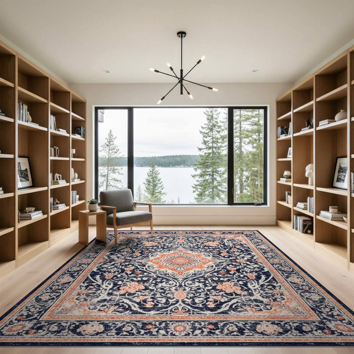 Navy Blue Floral Vintage No. 11 Area Rug