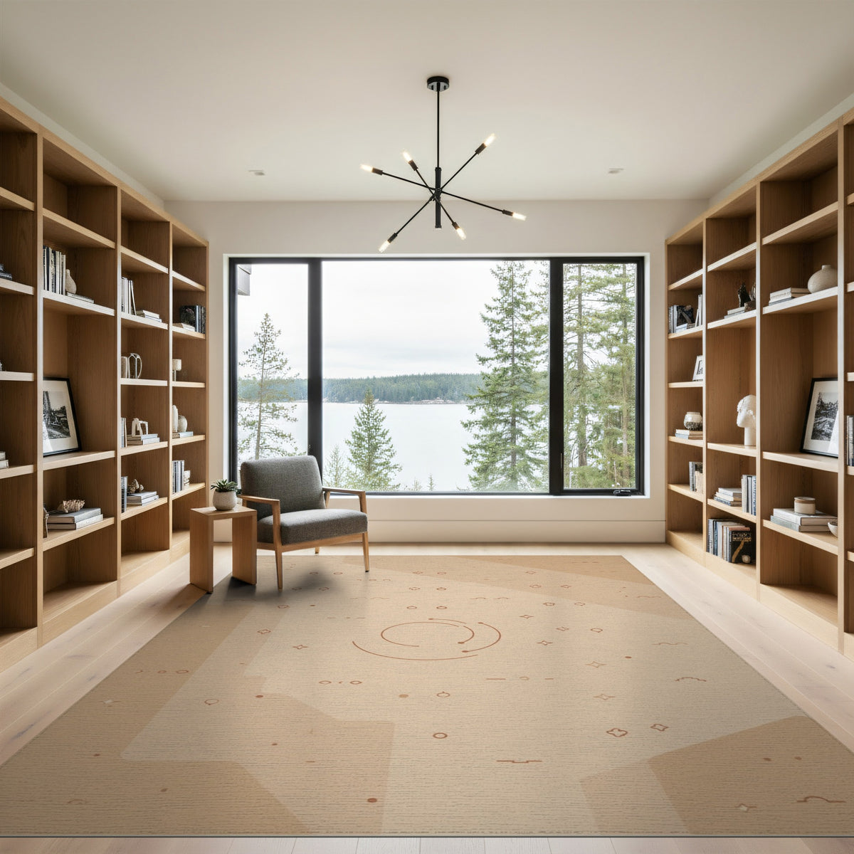 Beige Geometric Circle Geometric Modern Area Rug