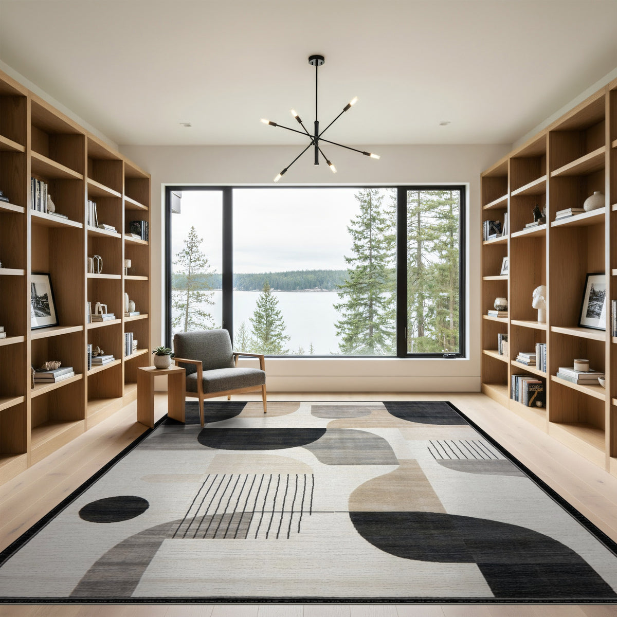 Bold Geometric Black White Area Rug