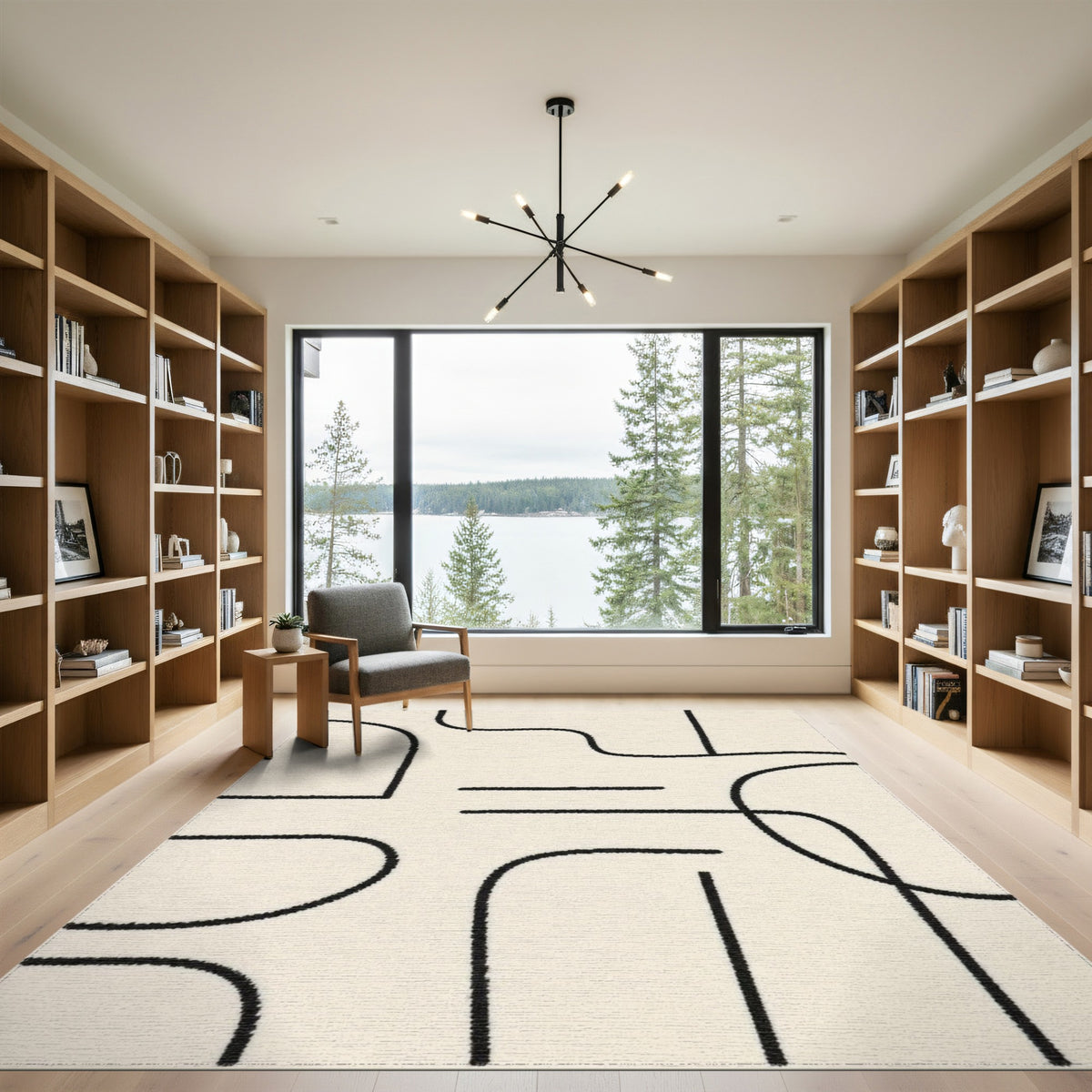 Geometric Modern Black and White Black White Abstract Geometric Area Rug