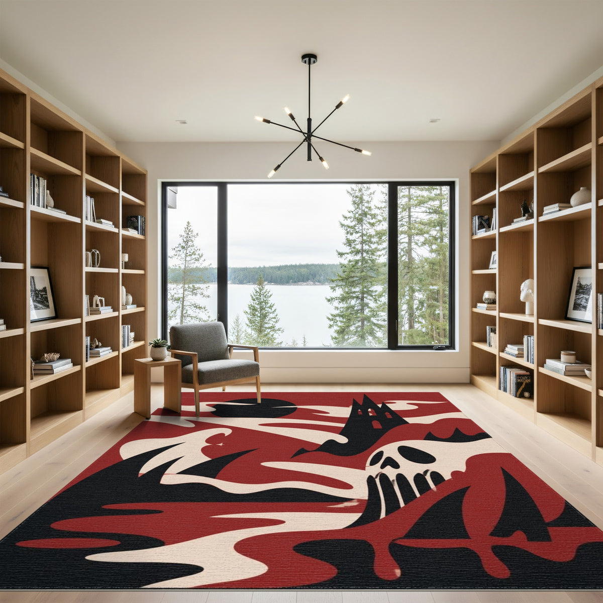 Gothic Red Skull Cathedral Area Rug