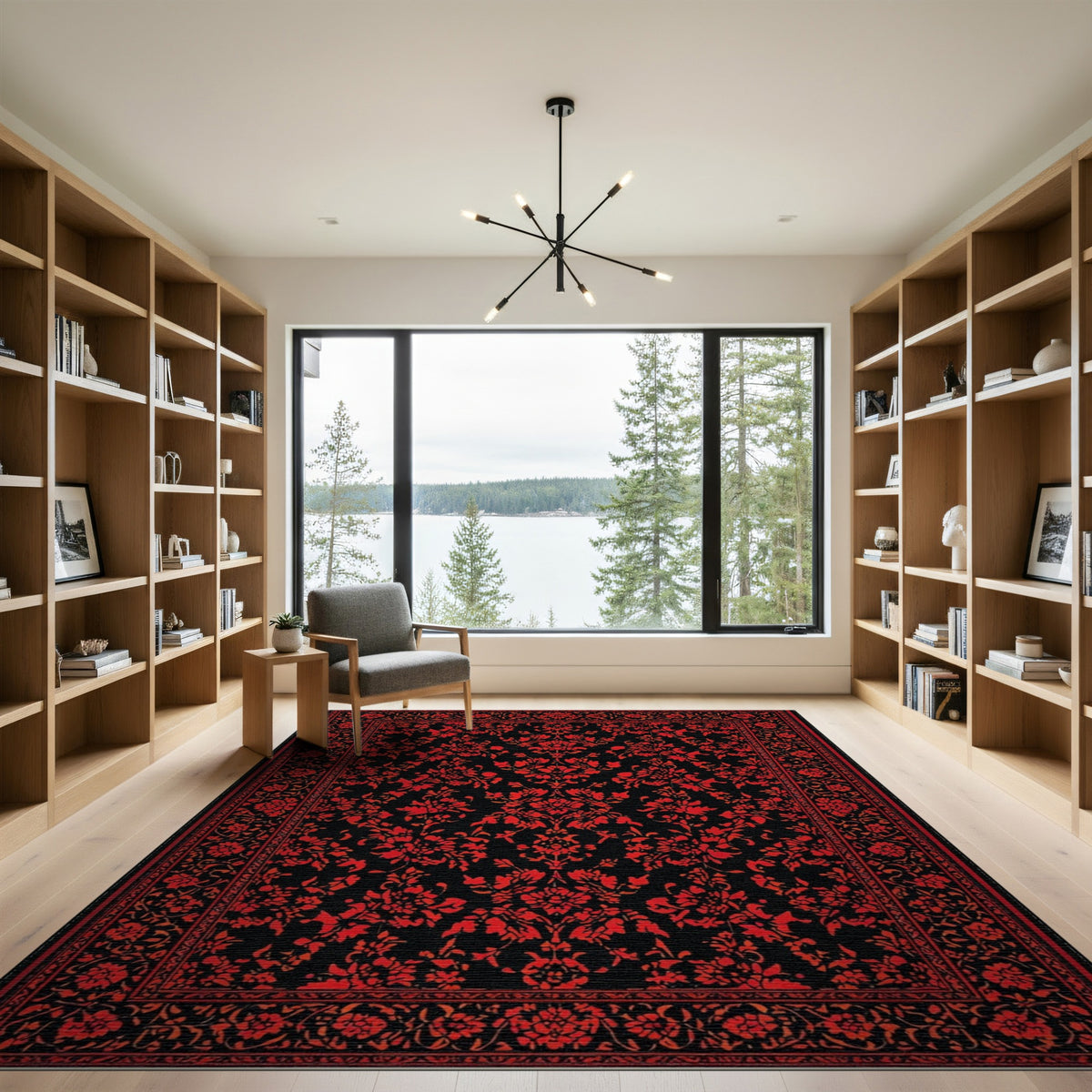Red ODIKA Red Floral Persian Area Rug