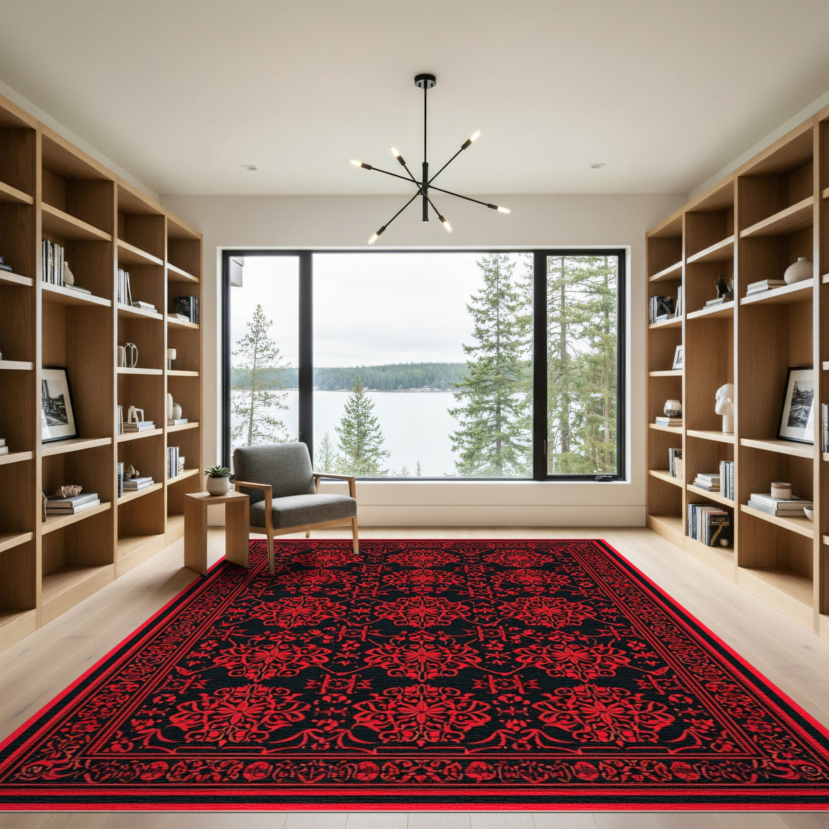 Traditional Persian Red Bold Red Persian Floral Area Rug