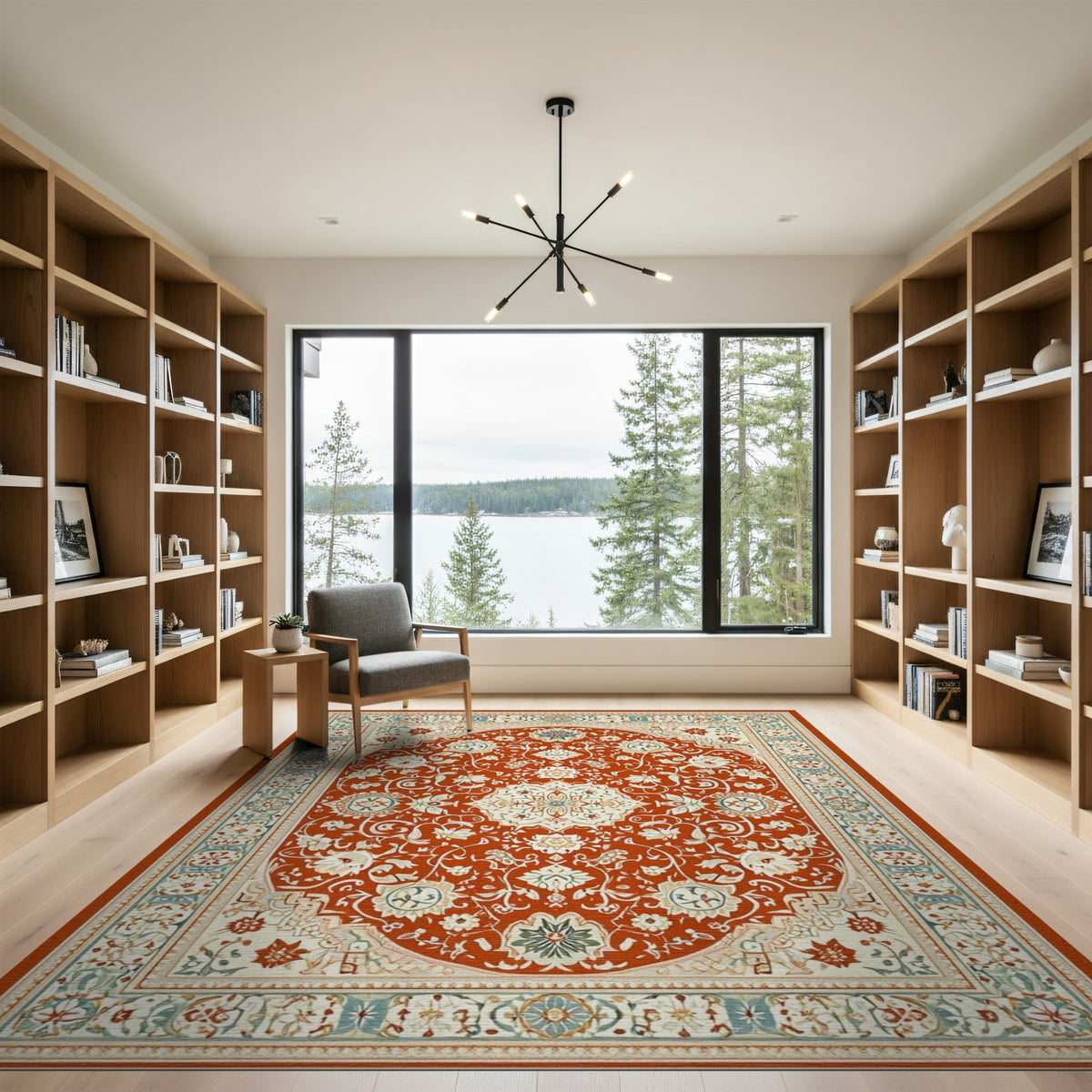Red Persian Floral Medallion Area Rug