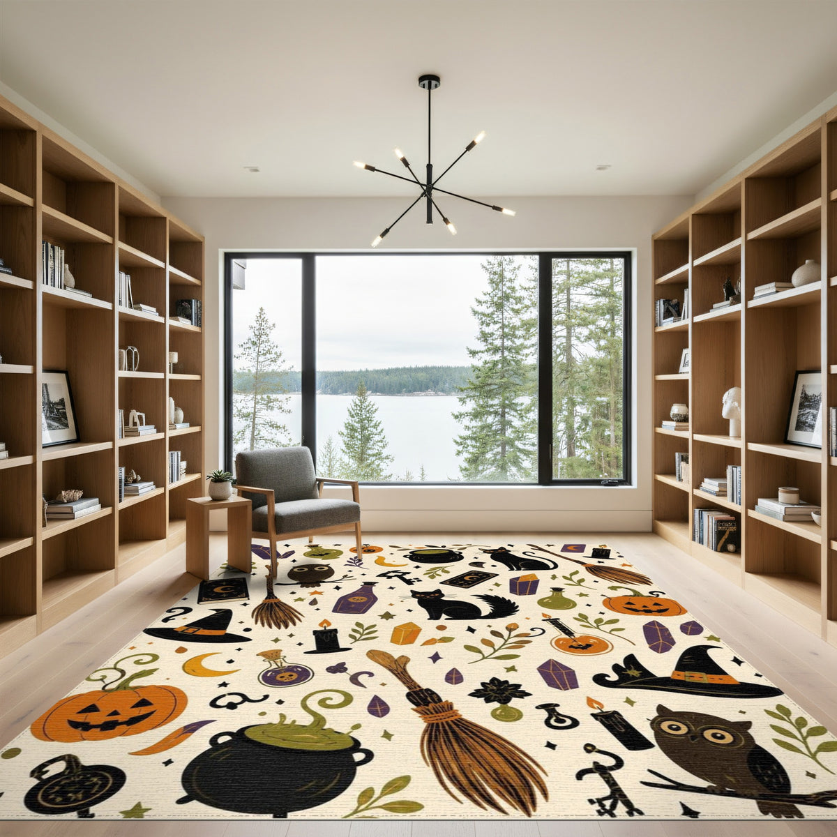 Spooky Halloween Witchcraft Area Rug