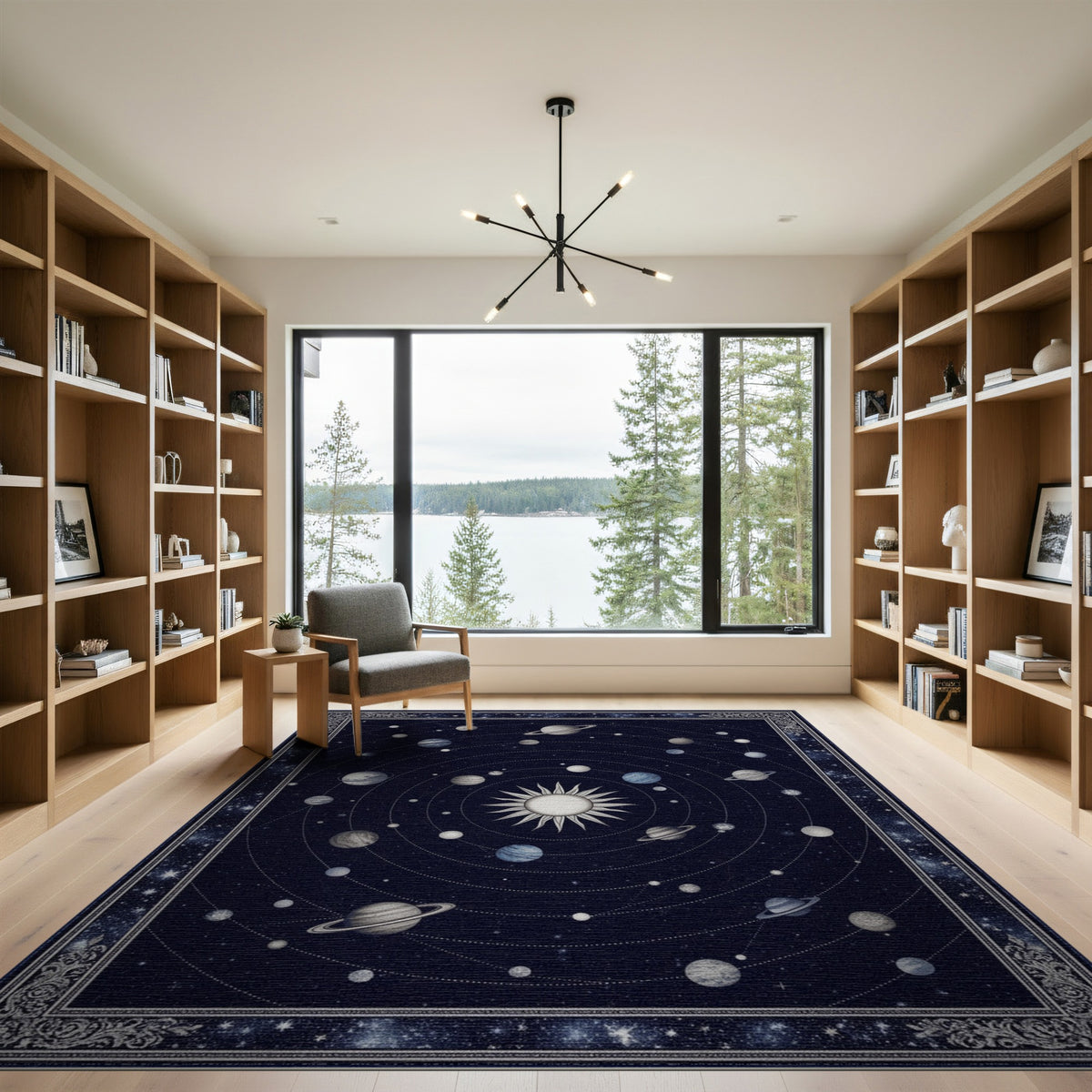 Celestial Solar System Navy Area Rug