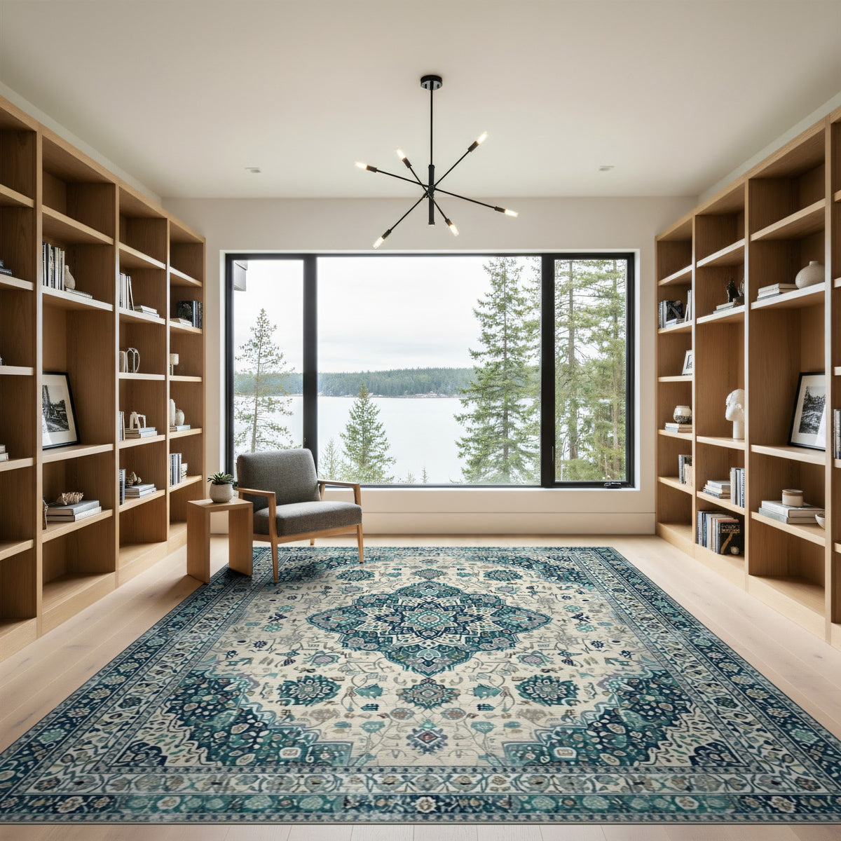 Teal Persian Medallion Area Rug