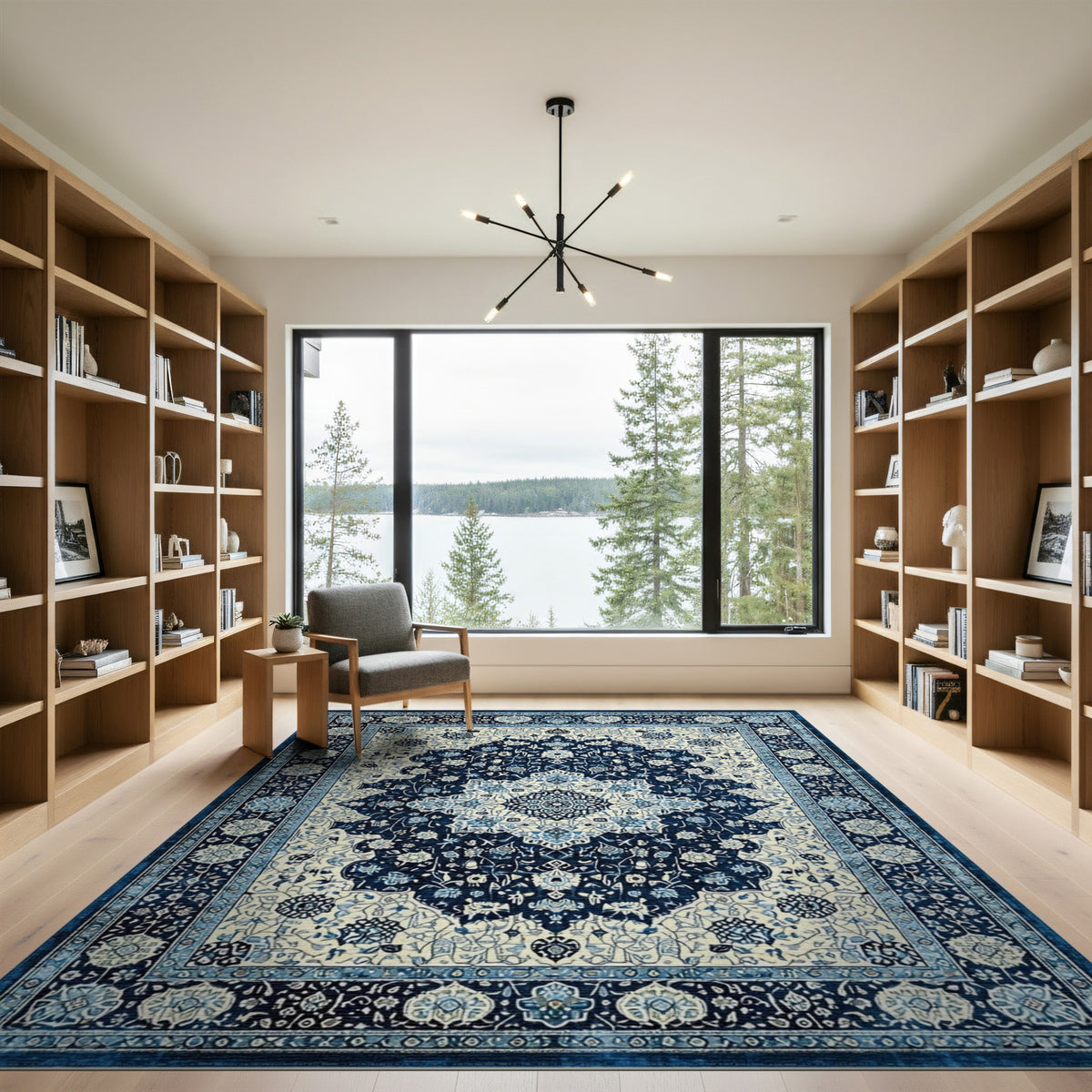 Blue Persian Medallion Area Rug
