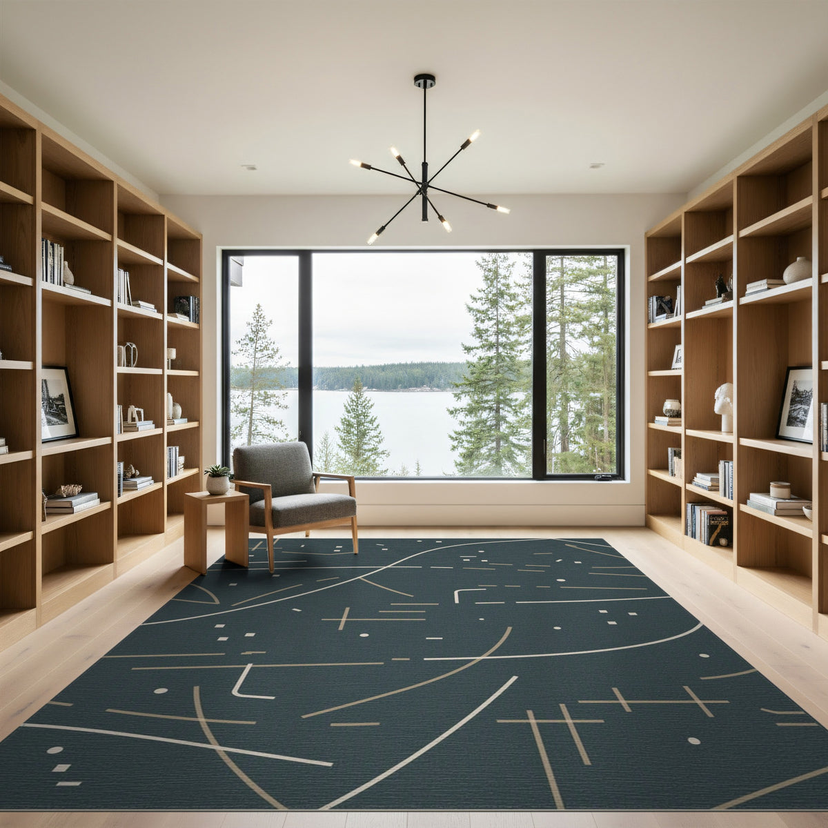 Blue Teal Geometric Modern Area Rug