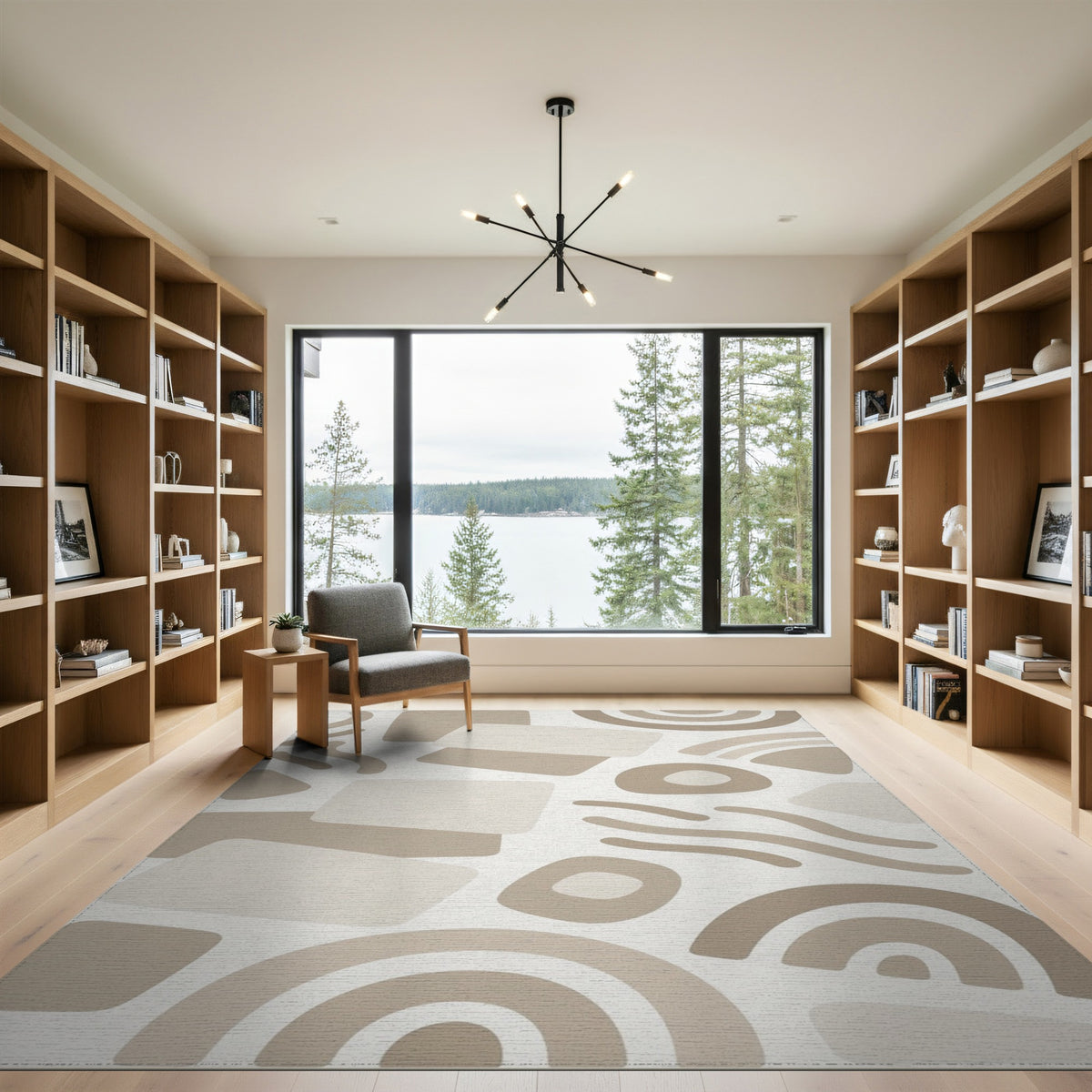 Beige Abstract Neutral Beige and Neutral Area Rug
