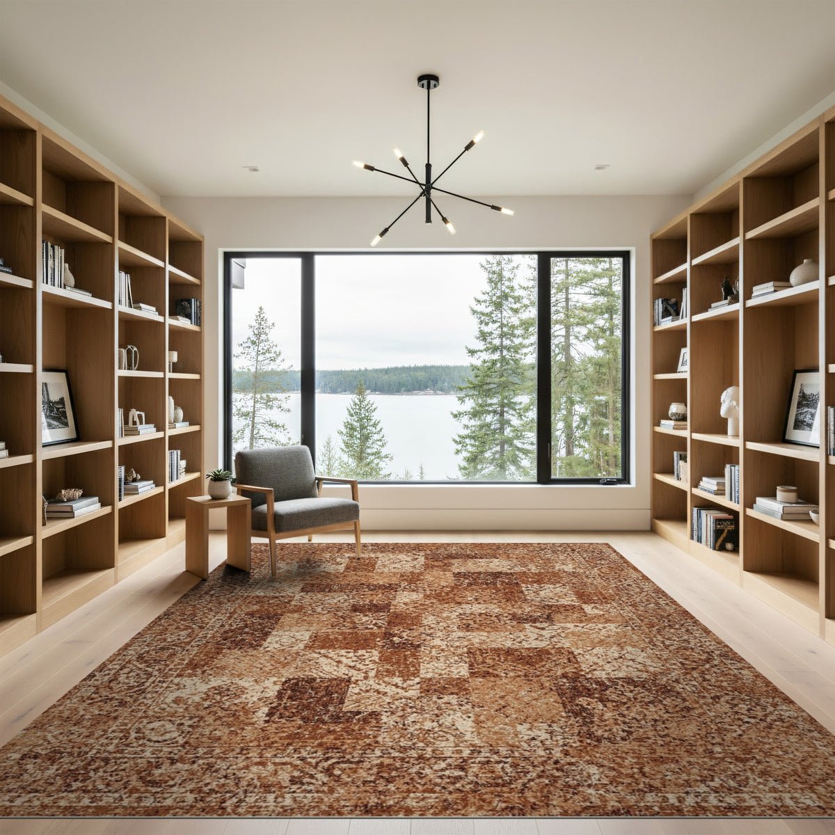 Distressed Vintage Brown and Tan Area Rug