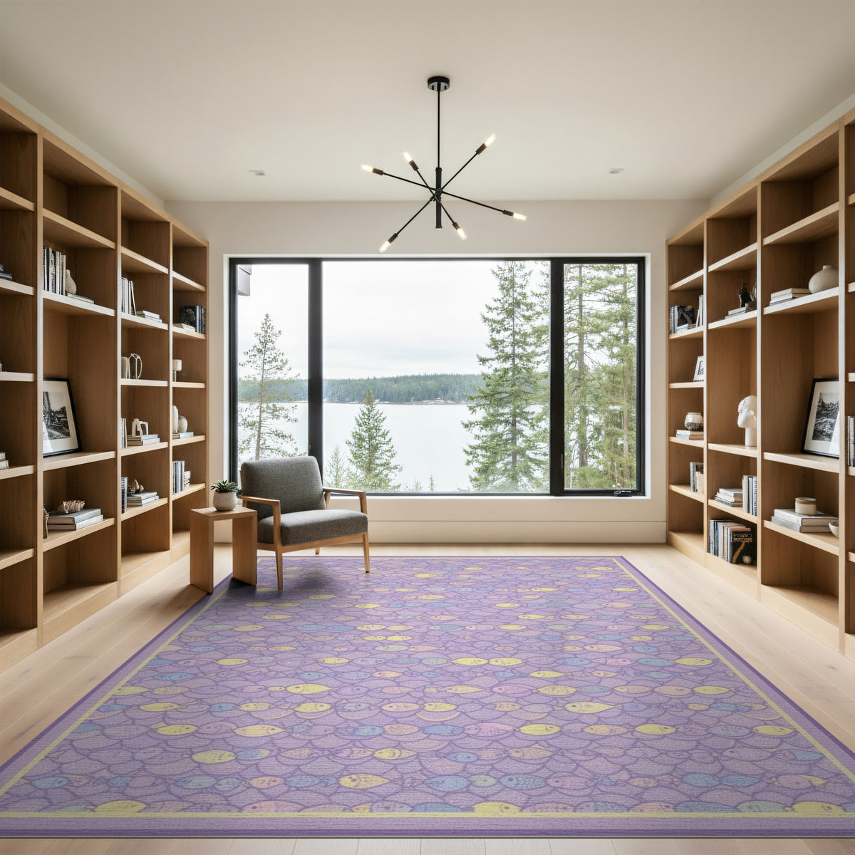 Purple Pastel Fish Kids Area Rug