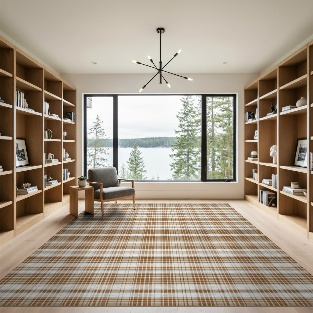 Brown Checkered Area Rug