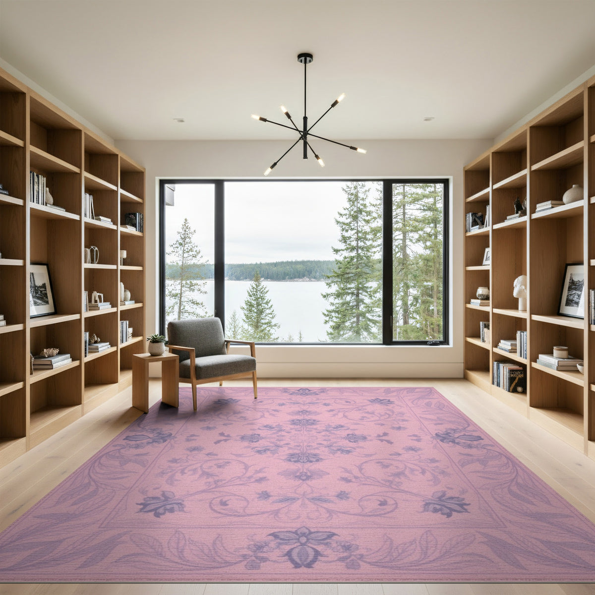 Pink Floral Vintage Washable No. 64 Area Rug