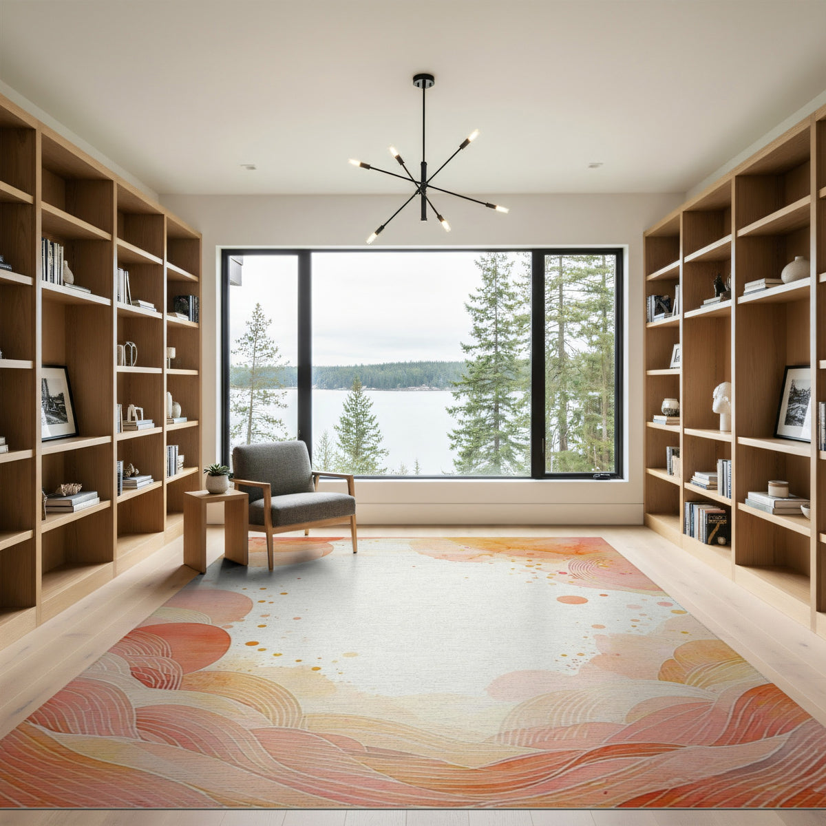 Orange Abstract Area Abstract Orange Wave Area Rug