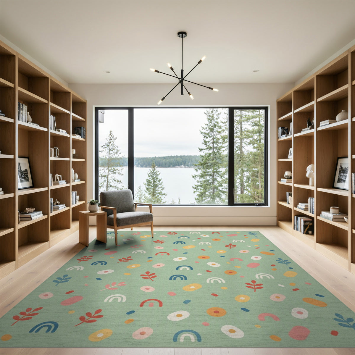 Sage Green Rainbow Kids Area Rug