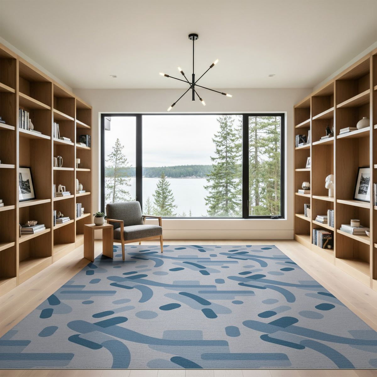 Blue Geometric Modern Area Rug