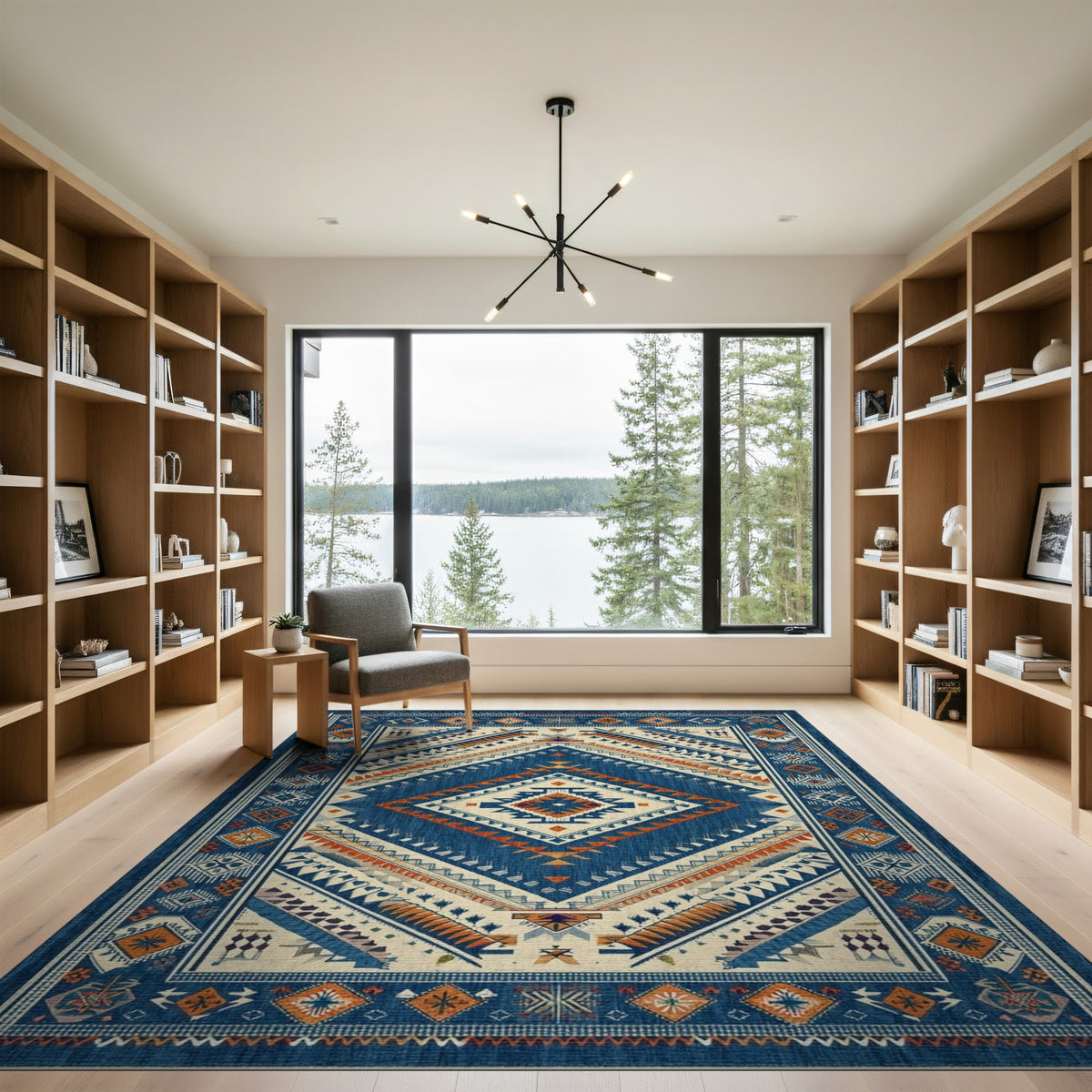 Blue and Teal Heritage Tribal Blue Area Rug