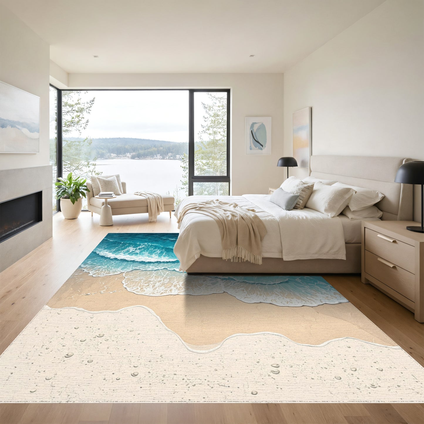 Turquoise Crashing Waves Beach Rug