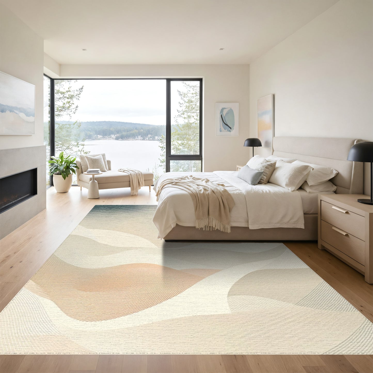 Neutral Swirling Wave Rug