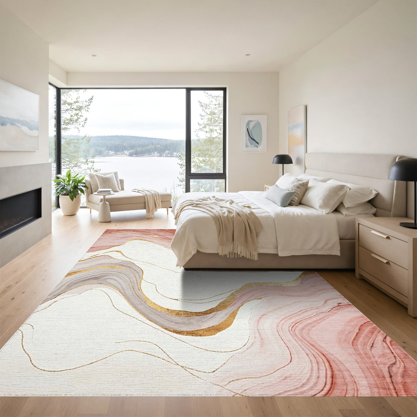 Rose Gold Marble Wave Rug