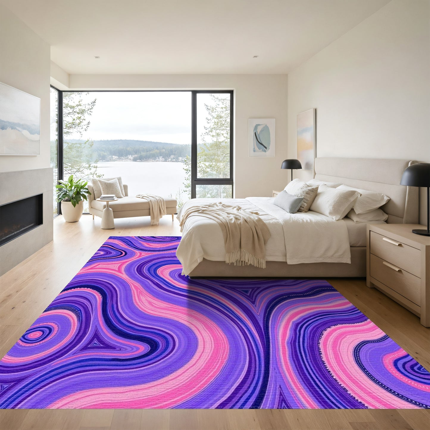 Purple Pink Swirling Fluid Rug