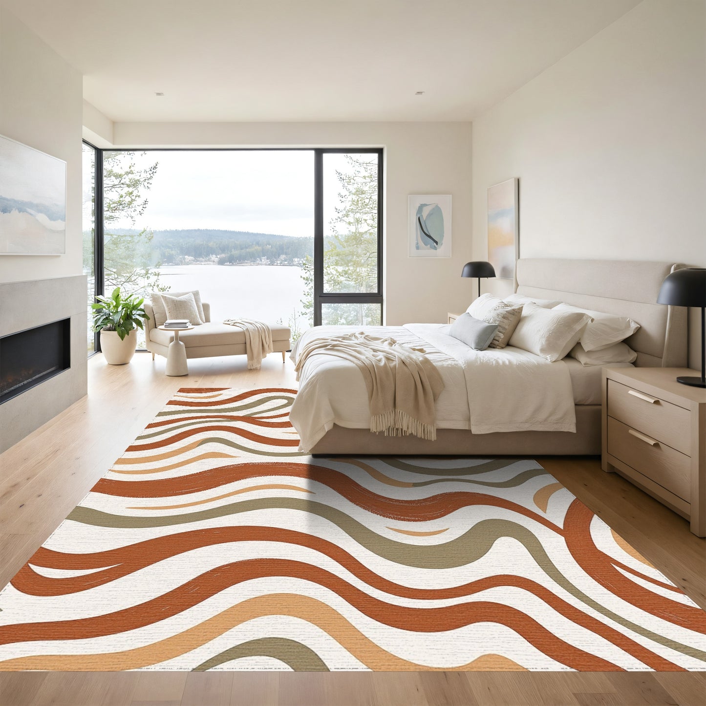 Terracotta Sage Wavy Stripe Rug