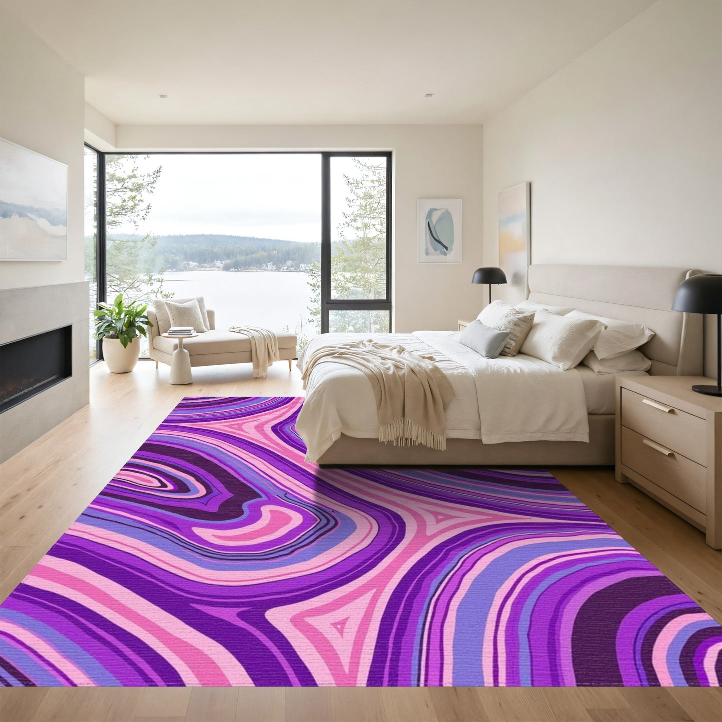 Pink Purple Swirling Wave Rug