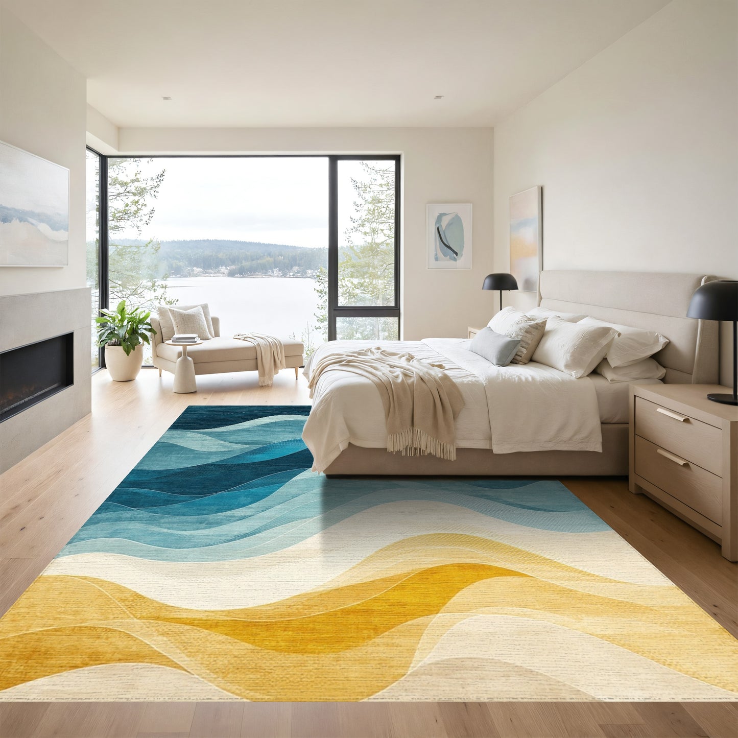 Gradient Navy Wave Beach Rug
