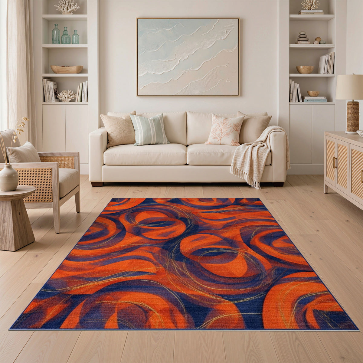 Orange Swirl Abstract No. 3 Area Rug