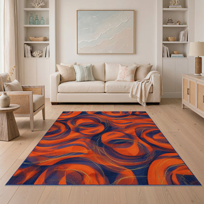 Orange Swirl Abstract No. 3 Area Rug