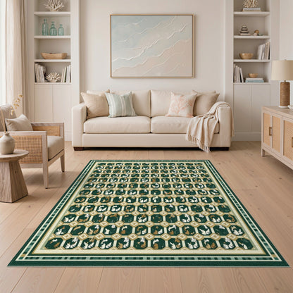 Green Bunny Lattice Area Rug
