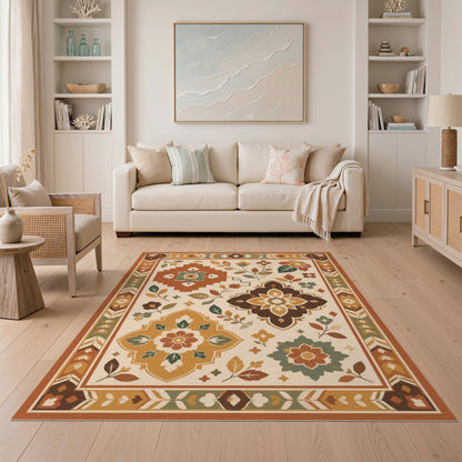 Earthy Floral Medallion Area Rug