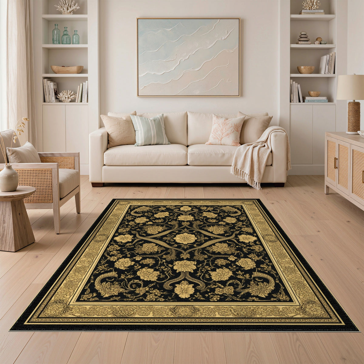 Floral Vintage Gold Floral Vintage Area Rug