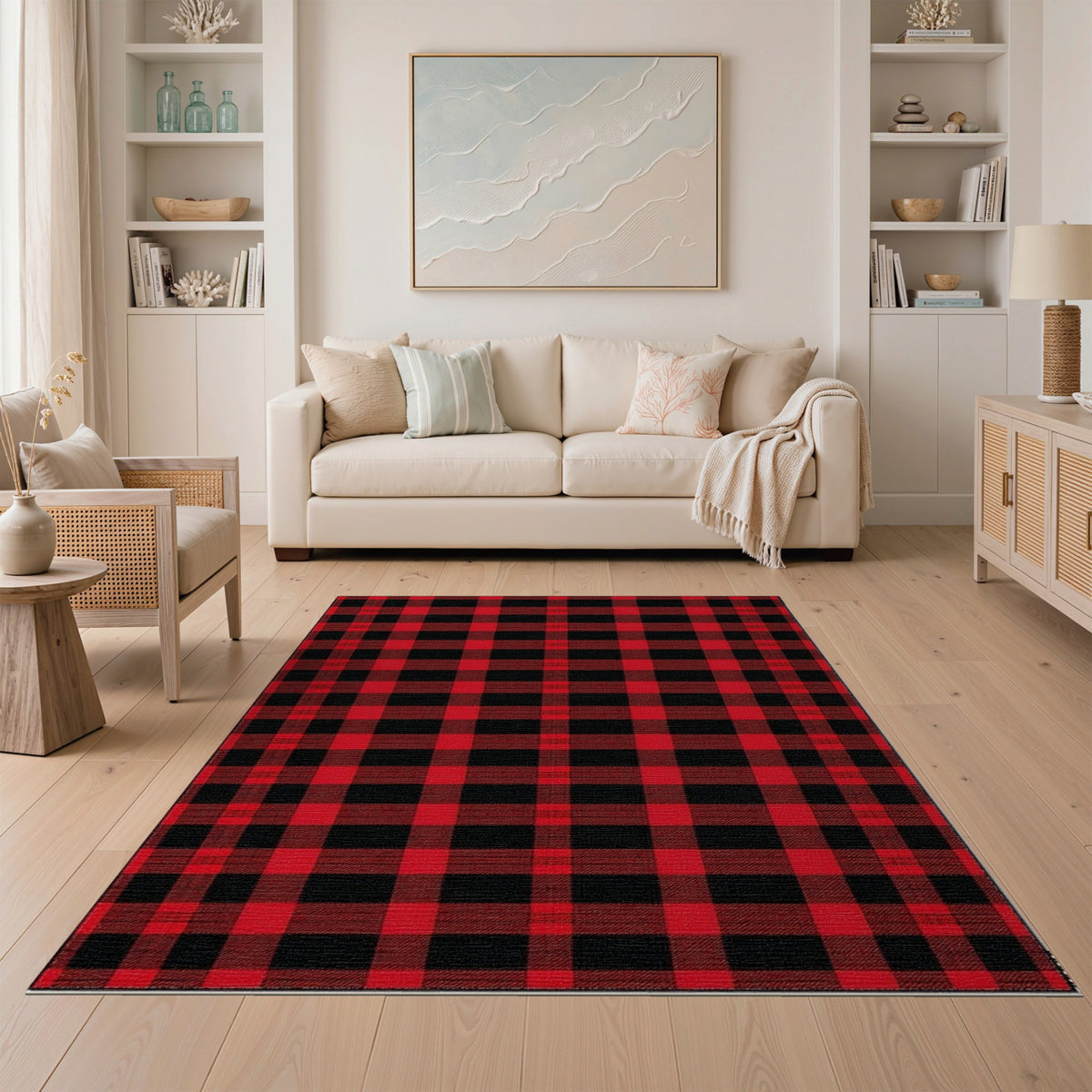 Red Black Checkered Area Rug