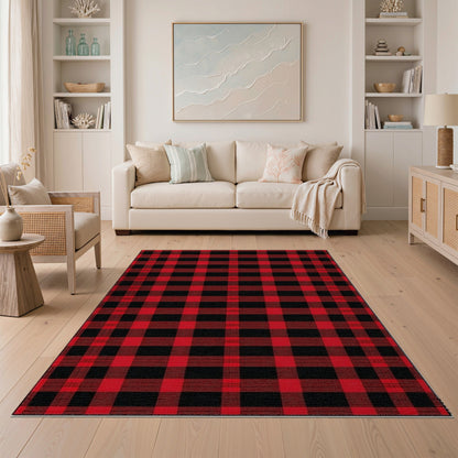 Red Black Checkered Area Rug