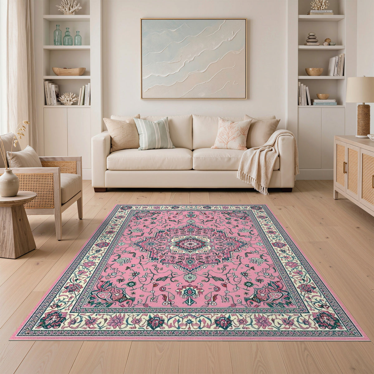 Pink Floral Medallion Vintage No. 8 Area Rug