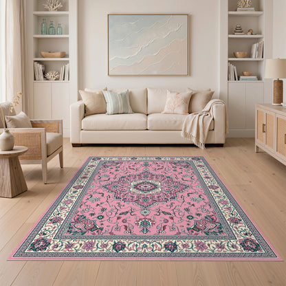 Pink Floral Medallion Vintage No. 8 Area Rug
