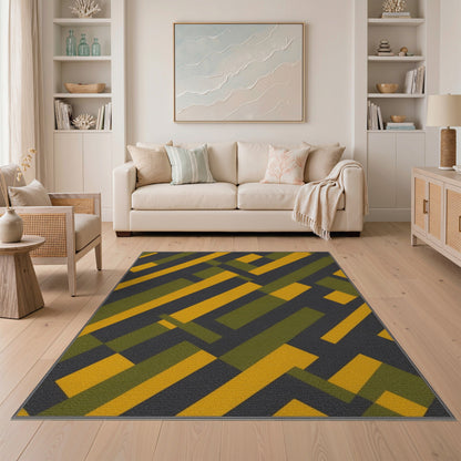 ODIKA Yellow Green Geometric Area Rug