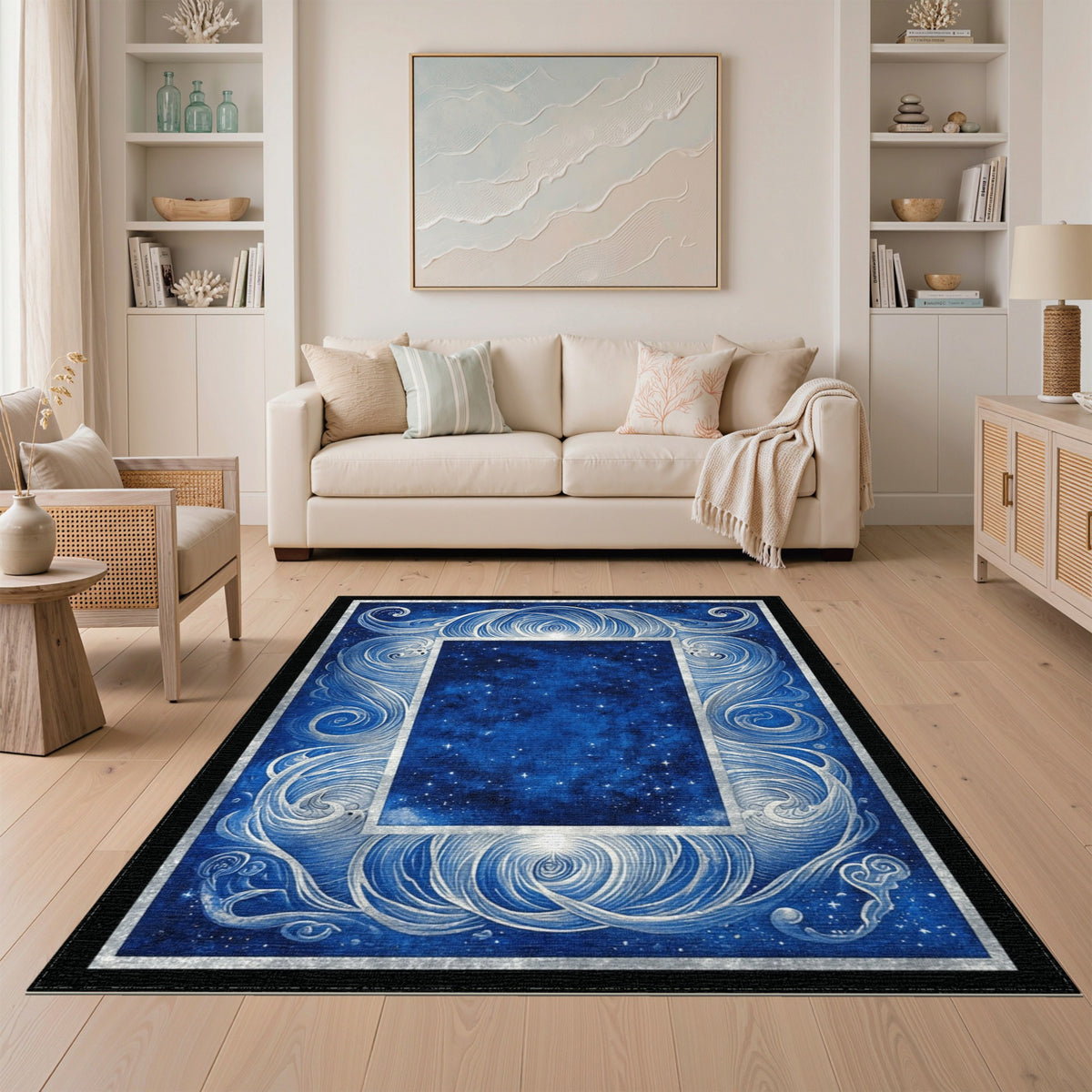 Celestial Swirl Blue Area Rug