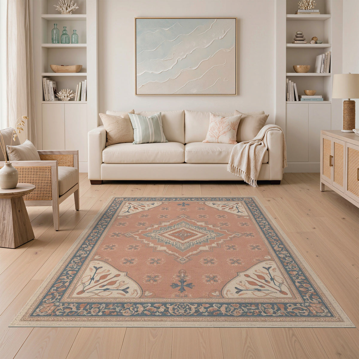 Blue Teal Floral Vintage No. 26 Area Rug