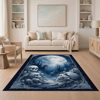 Skull Moon Gothic Area Rug