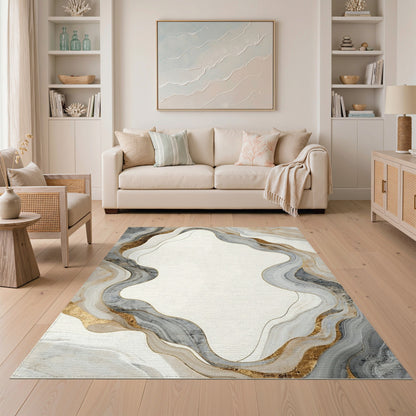 Neutral Marble Swirl Area Rug